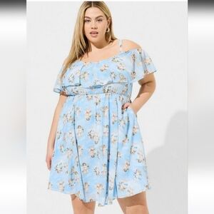 NWT Torrid Mini Chiffon Cold Shoulder Dress